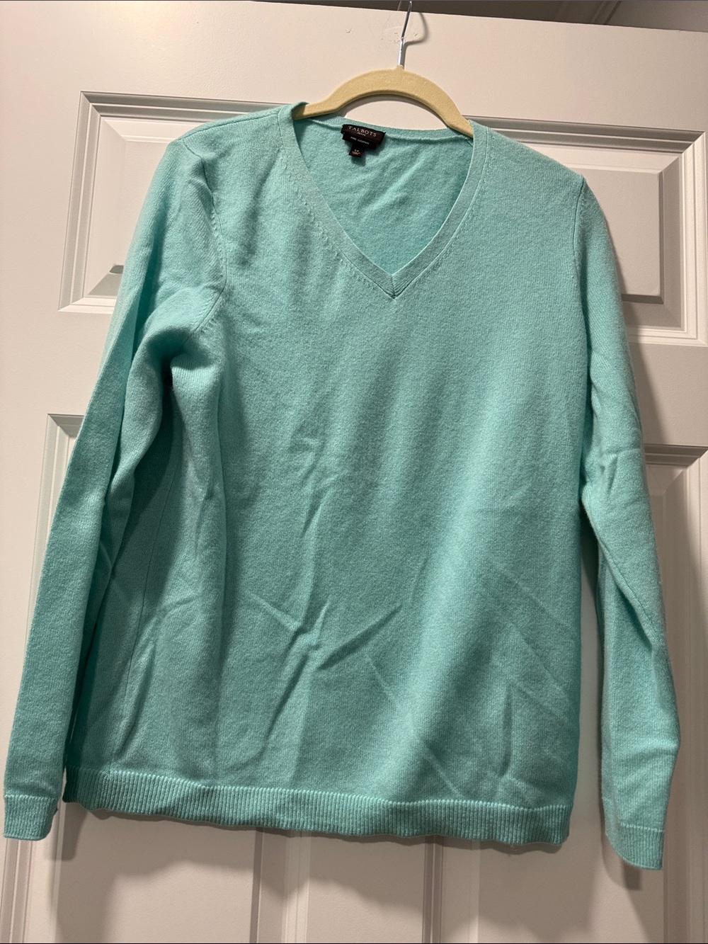Talbots Mint Green V-Neck Sweater women’s petite large cashmere